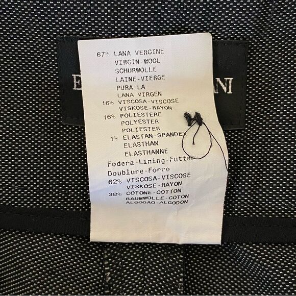 Emporio Armani Vintage Pleated Black White Wool Blend Trousers IT 42 Sz US 6 - Picture 9 of 10